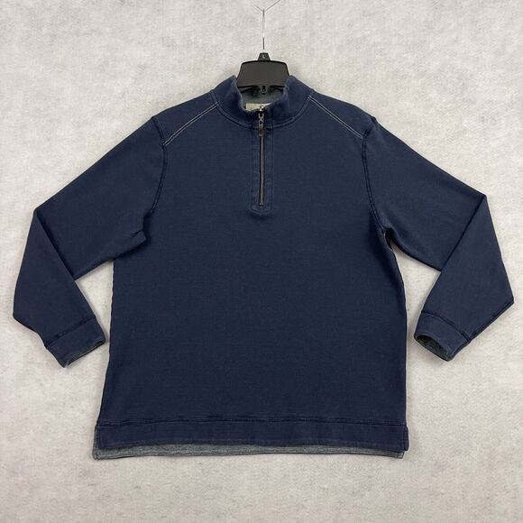 Tommy Bahama 1/4 Zip Sweater Mens M Blue Gray Reversible Pullover Embroidered - Picture 7 of 12